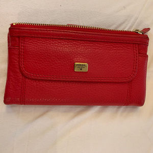 Beautiful red leather Fossil wallet
